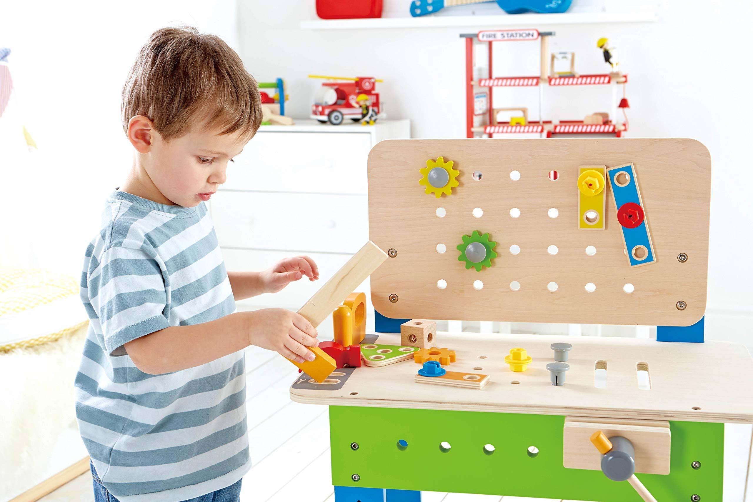 Hape Master Workbench Kid's Wooden Toolbench Pretend Builder Set