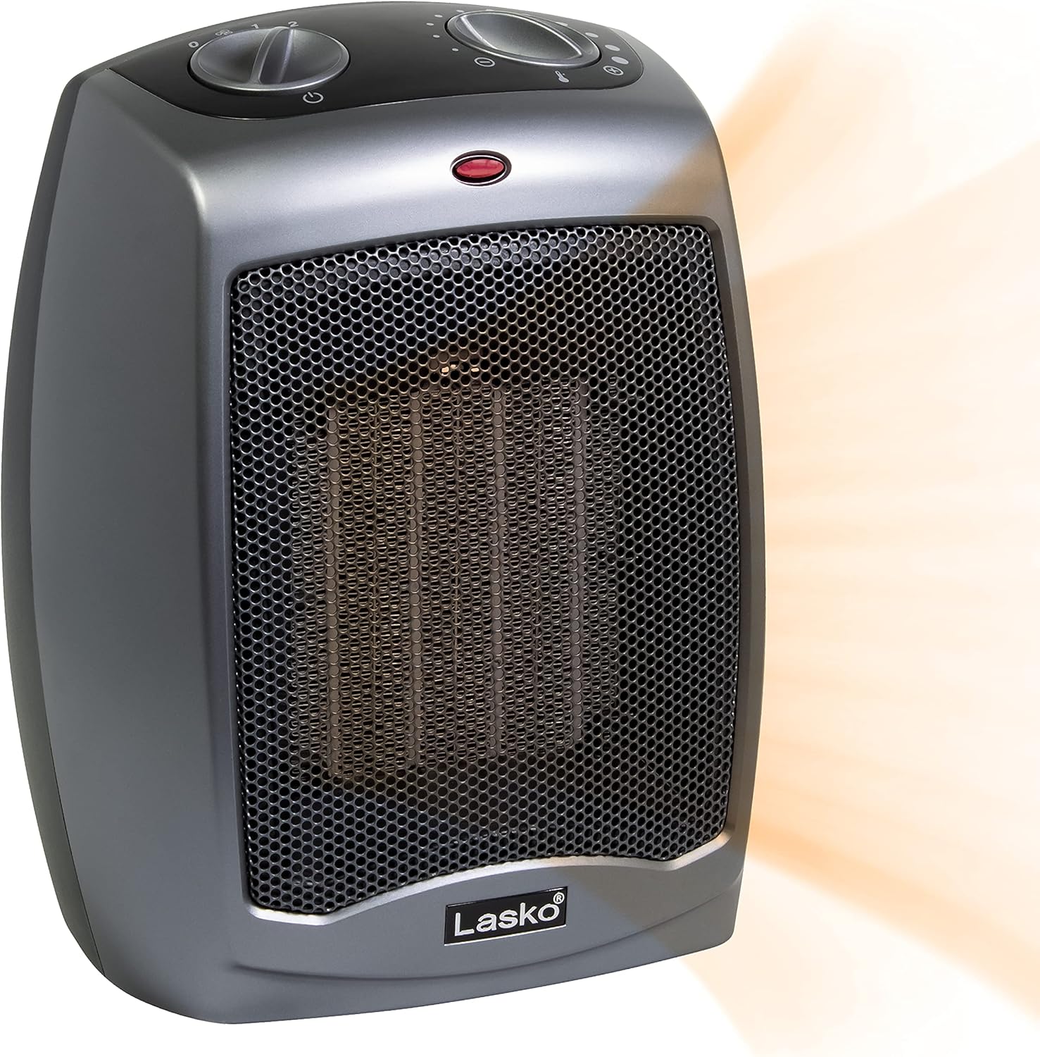 Lasko Oscillating Digital Ceramic Tower Space Heater, 29 Inches, Black, 1500W, 5586 & Electric Ceramic Space Heater with Tip-Over Safety Switch, 9.2 Inches, Dark Gray, 1500W, 754201