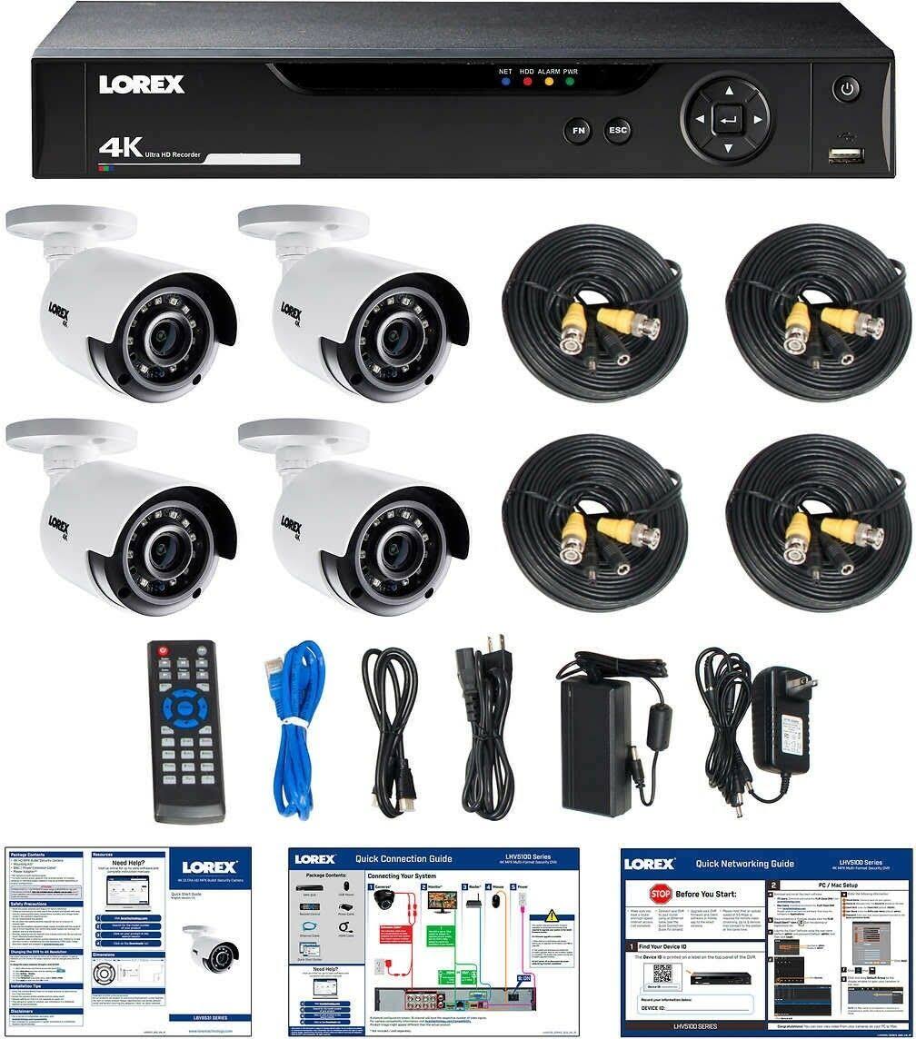 Lorex 8CH 4K DVR 2TB 4 UHD 4K Bullet Camera Security System LHV5824B