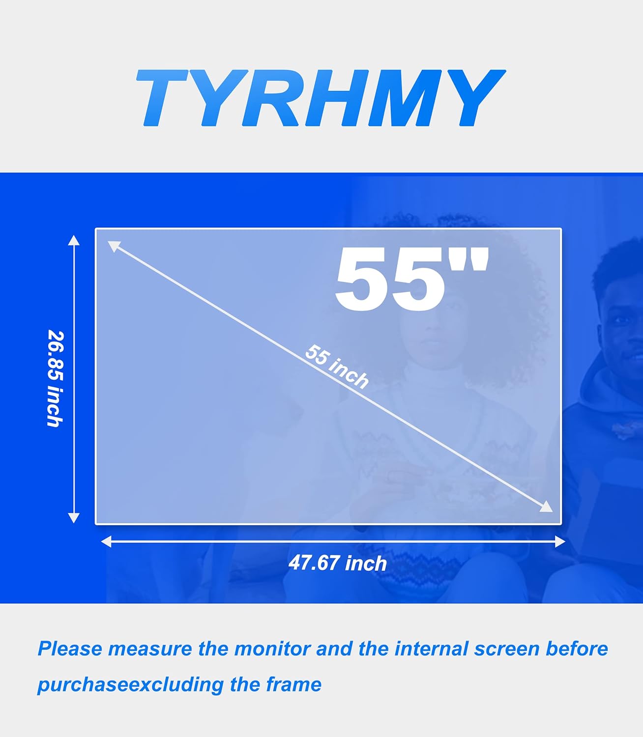 Anti Glare Film for TV 55 inch,Anti Blue Light Anti UV Anti Scratch TV Screen Protector Film,Relieve Eye Strain and Reduce TV Screen Glare,55 inch Glare Matte Film