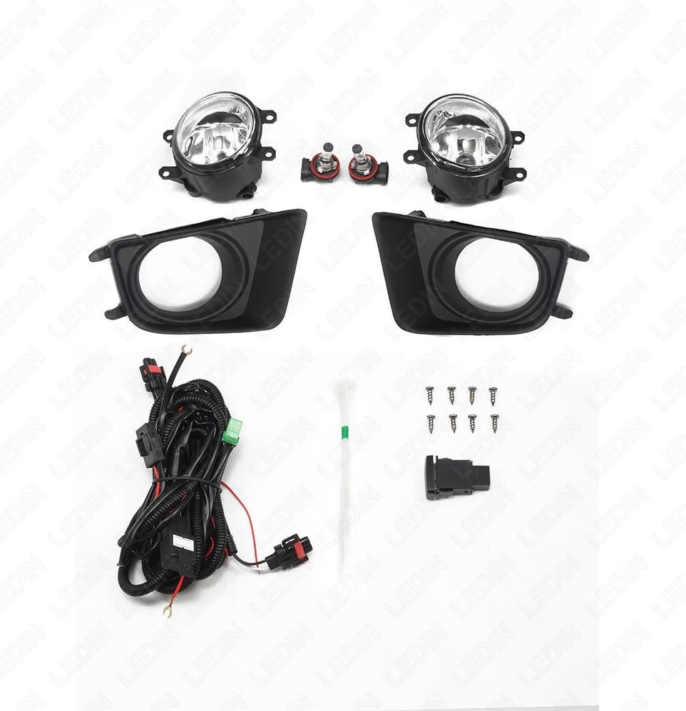 LEDIN Fog Lights Compatible for 2012-2015 Tacoma (OE Style Clear Lens with Bezels, Wire Harness, Switch, Bulbs) Pack of 2