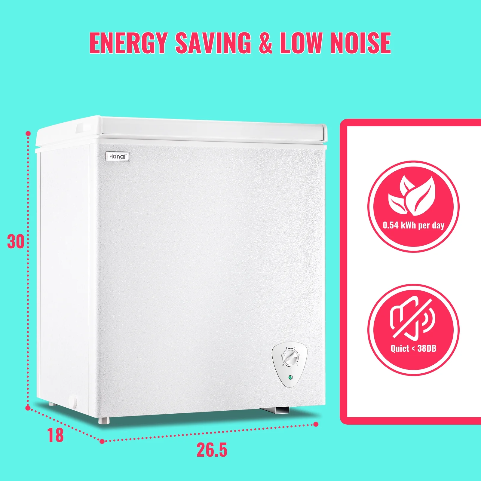 WANAI White Chest Freezer Small Deep Freezer 5.0 Cu.ft Fast Freezing Freezers with 7 Temp Control