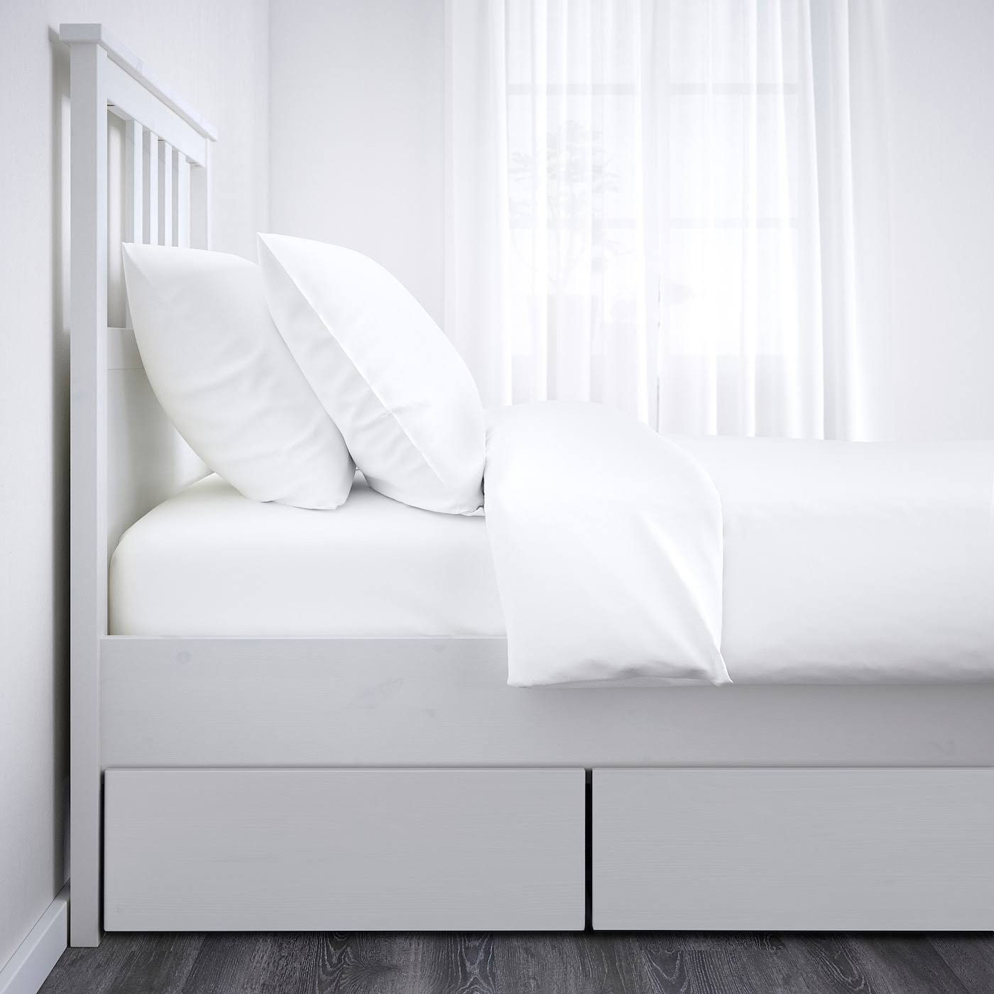 IKEA - HEMNES Bed Frame with 2 Storage Boxes, White Stain, Twin
