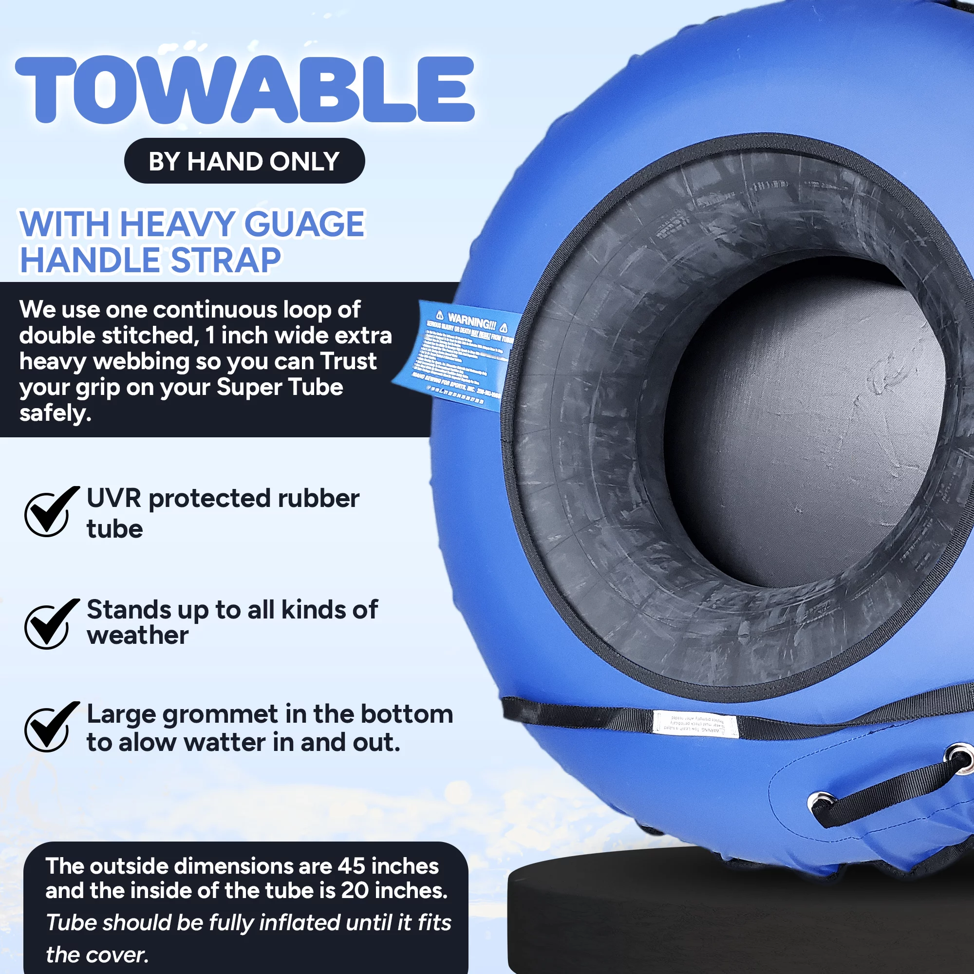 SUPER TUBE | River Tubes for Floating Heavy Duty for Adults and Kids | River Raft Float Inner Tube | Made in USA | Inflatable Water Tubes for Floating