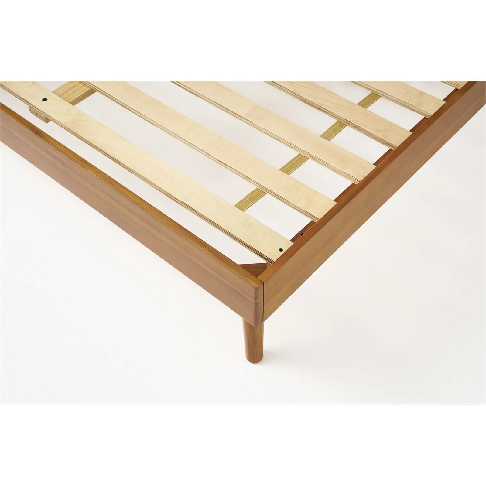 Pemberly Row Mid-Century Full Acacia Wood Bed in Brown Finish