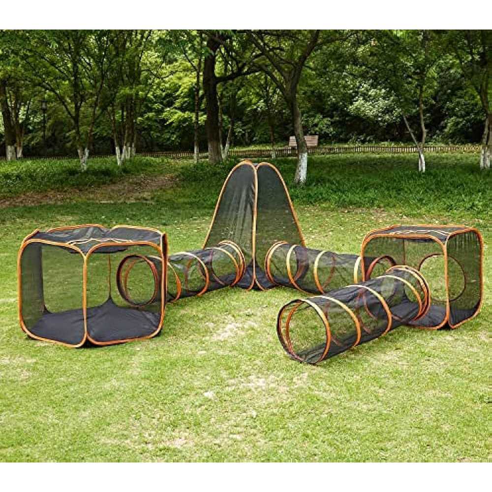6-in-1 Tent Cat Enclosures with Tunnel for Indoor and Outdoor,Portable Playpen Play Tents for Cats Rabbits Ferrets and Small Animals - Pet Supplies online store