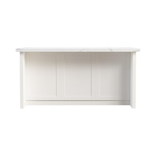 homary 72'' Kitchen Islands with Storage Modern White Kitchen Table with Seating & 3 Drawers Dining Table