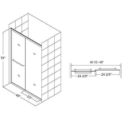 ELEGANT Shower Doors 46.5-48 W x 72 in. H Semi-Frameless Bypass Sliding Shower Door - Shop Hardware Tools Online Store