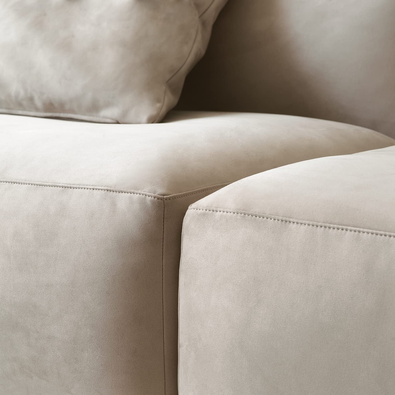 Acanva Luxury Modern Modular L-Shape Sectional Sofa Set  3 Seat Upholstered Couch with Chaise Lounge for Living Room Bedroom Apartment  Light Cream
