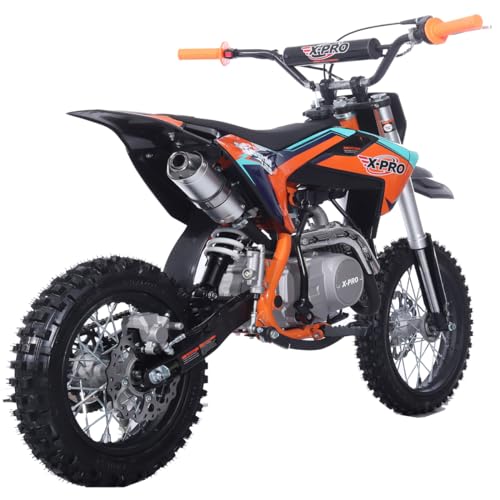 X-PRO 125cc Kids Dirt Bike Pit Bike Youth Dirt Pit Bike with 4-Speed Semi-Automatic Transmission, Big 14"/12" Tires!