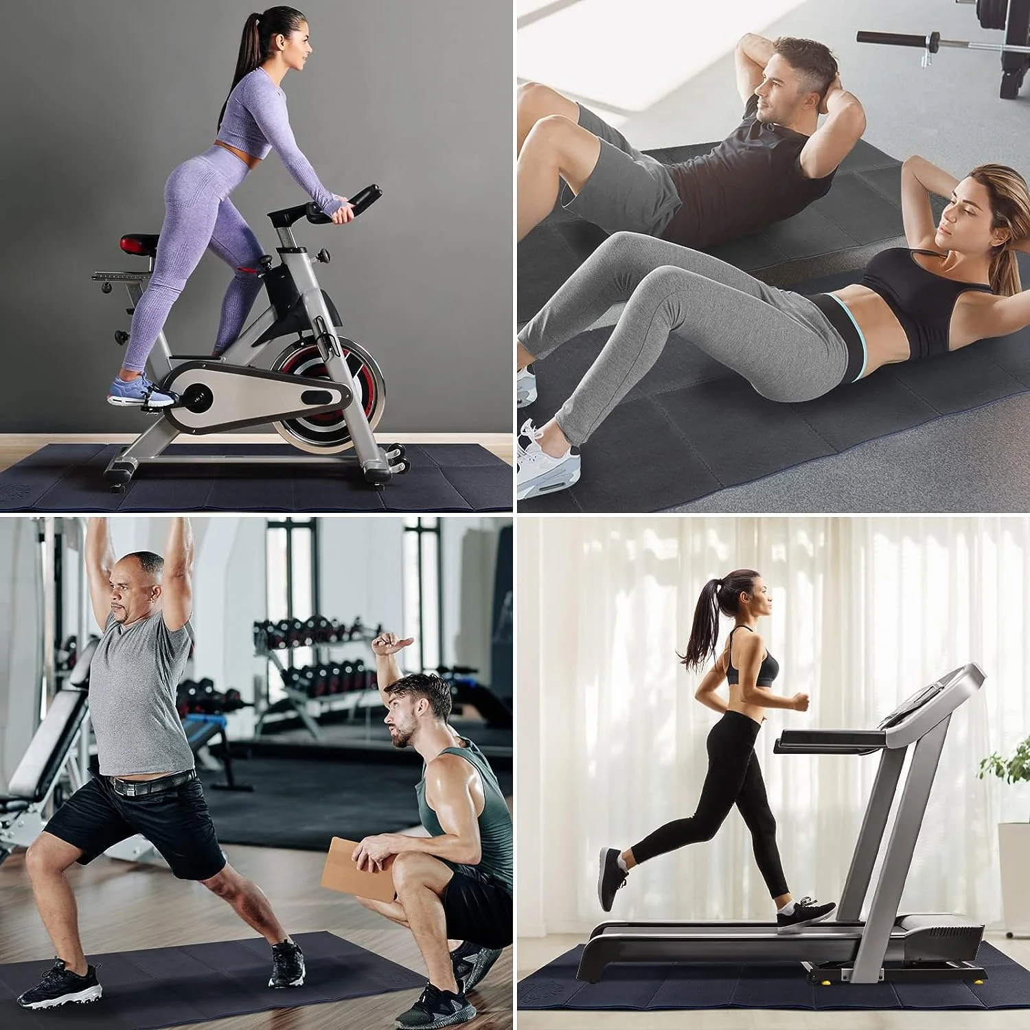 Rywell Foldable Treadmill Mat, 68"x24"/72"x32", High Density, Non-Slip Exercise Equipment Mat for Stationary Bike/Indoor Riding/ Home Gym Workout Equipment, Protects Hardwood Floors and Carpets