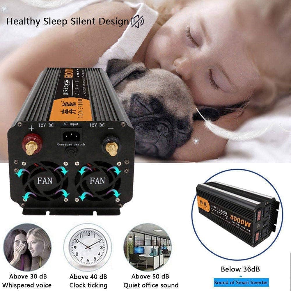 4000w Power Inverter Pure Sine Wave 12V24V DC to 230V/240V AC Converter-2AC Outlets Inverter with One USB Port for Caravan Camping Boat,24V