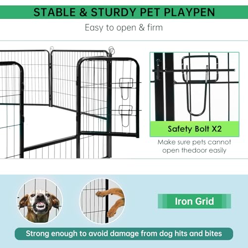BestPet Dog Playpen Indoor 40 inch 16 Panels Metal Dog Pen Pet Dog Fence Outdoor Exercise Pen with Doors,Pet Puppy Playpen for RV Camping Yard, Black