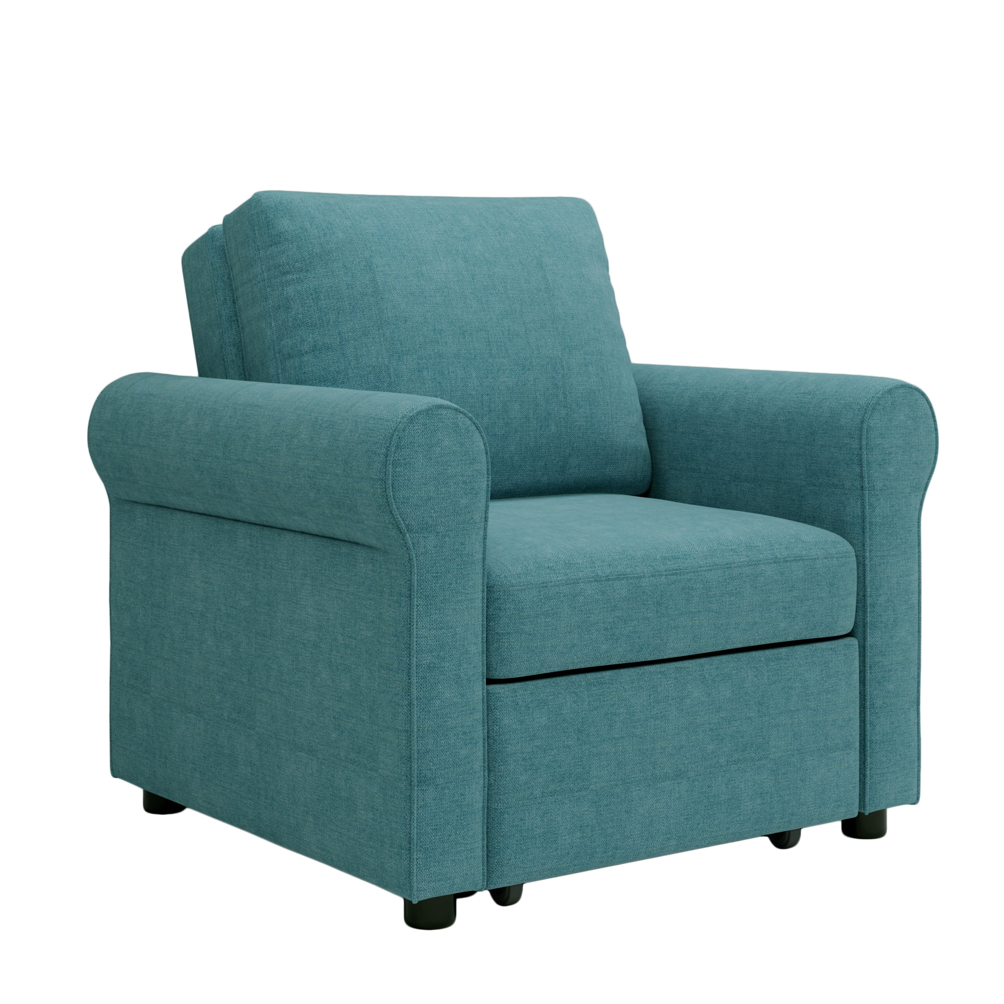 Modern Style 3-in-1 Sofa Bed Chair, Teal, Convertible Sleeper Chair Bed, Metal Frame, High Density Foam - Curated Treasures Market