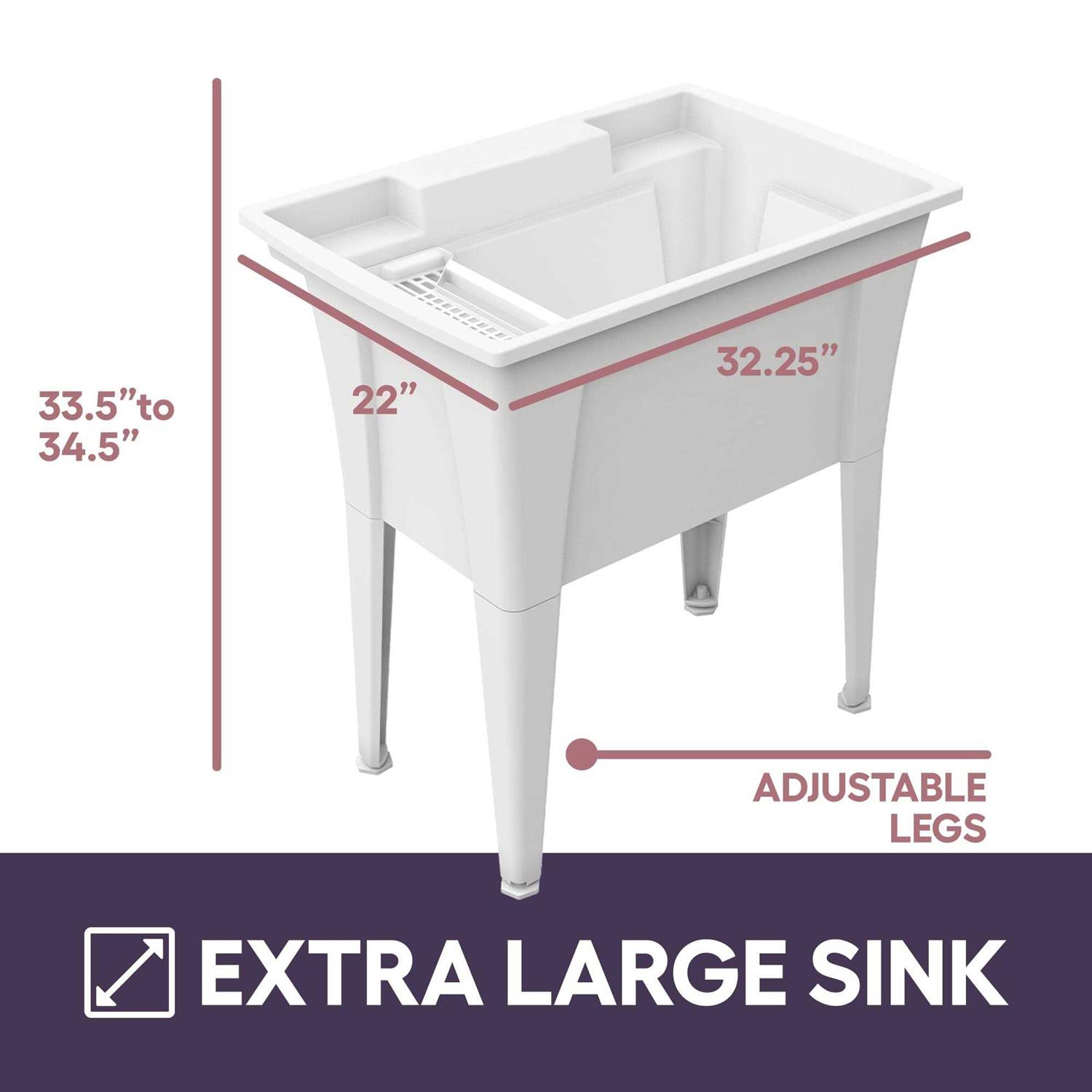 32” Utility Sinks for Laundry Room, Garage, Garden, Basement – Noah William Home Indoor and Outdoor Polypropylene Basement Wash Tub - Shop Hardware Tools Online Store