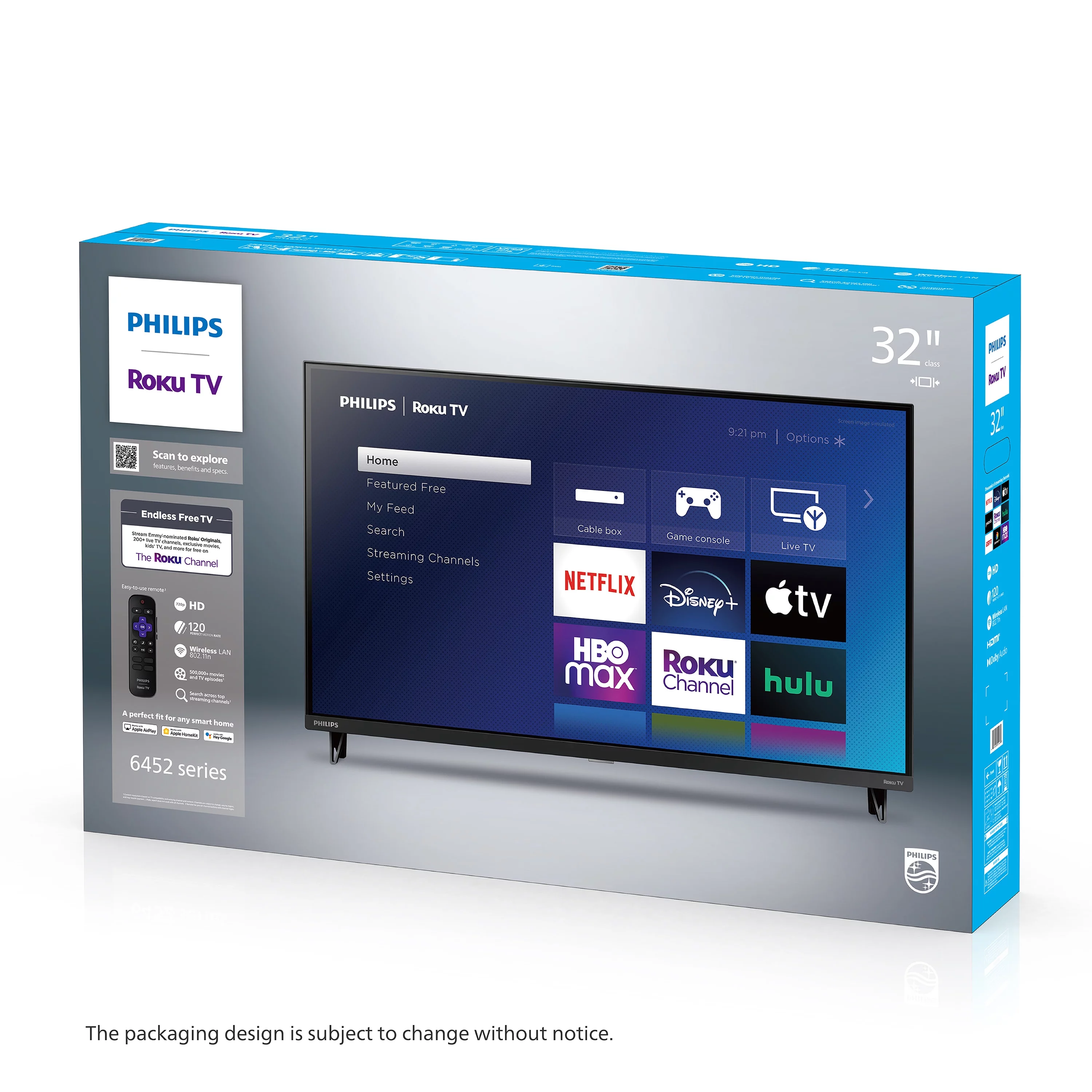 Philips 32" Class HD (720P) Smart Roku Borderless LED TV (32PFL6452/F7) (New)