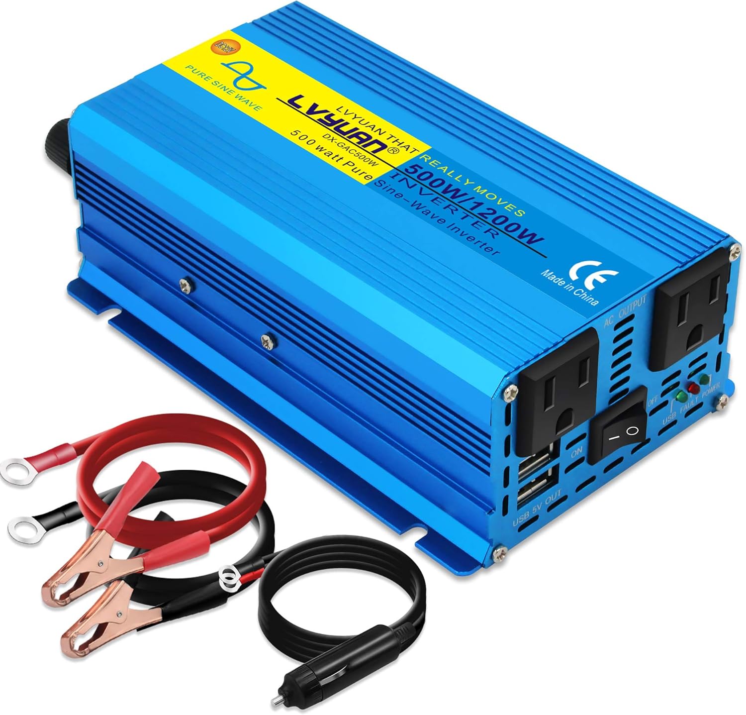 Cantonape Pure Sine Wave Inverter 4000W Power Inverter 24V to 110V DC to AC with LED Display Remote Controller for Truck RV Home Solar System