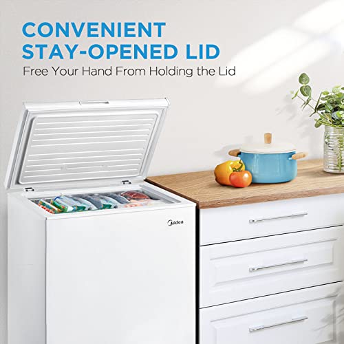 Midea MRC070S0AWW Chest Freezer, Freezer With Removable Basket, Adjustable Temperature, For Kitchen Apartment Office