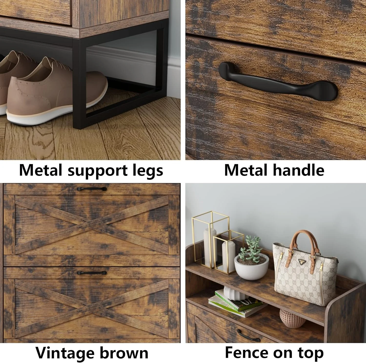 HOOMHIBIU Shoe  Cabinet with 2 Flip Drawers  Freestanding Tipping Bucket Shoe Organizer Cabinet Narrow Hidden Shoe Rack Cabinet with  Cubby for Entryway Slim