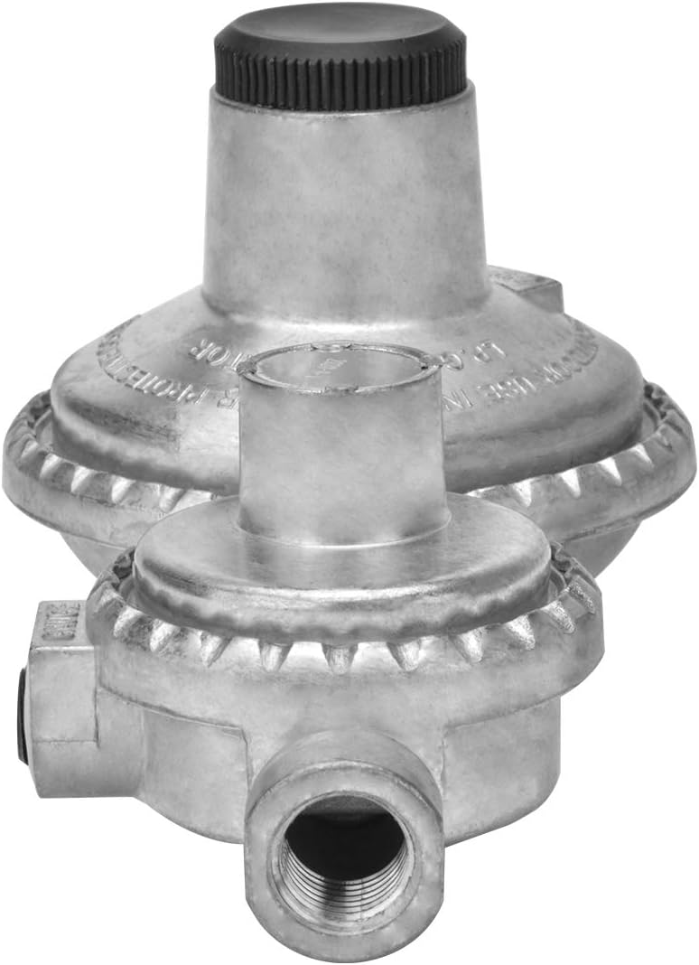 only fire Vertical Two Stage Propane Regulator for Propane Tank, 1/4" Female NPT Inlet and 3/8" Female NPT Outlet