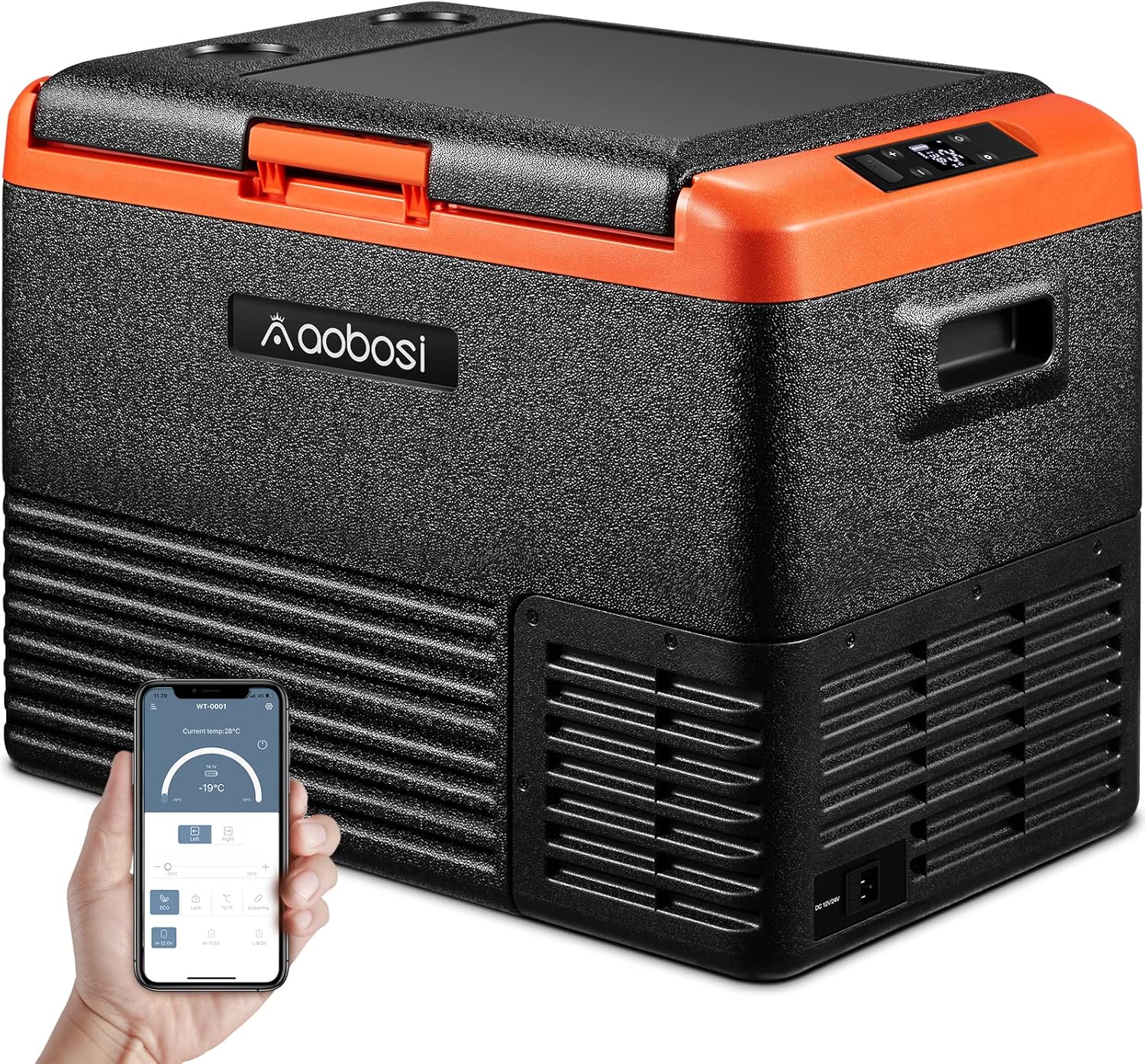 AAOBOSI 12 Volt Car Refrigerator 32 Quart (30L) RV Portable Refrigerator Freezer Single Zone APP Control Car Fridge -4℉-68℉ Electric Compressor Cooler 12/24V DC & 100-240V AC for Car, Camping,Truck,RV and Home Use