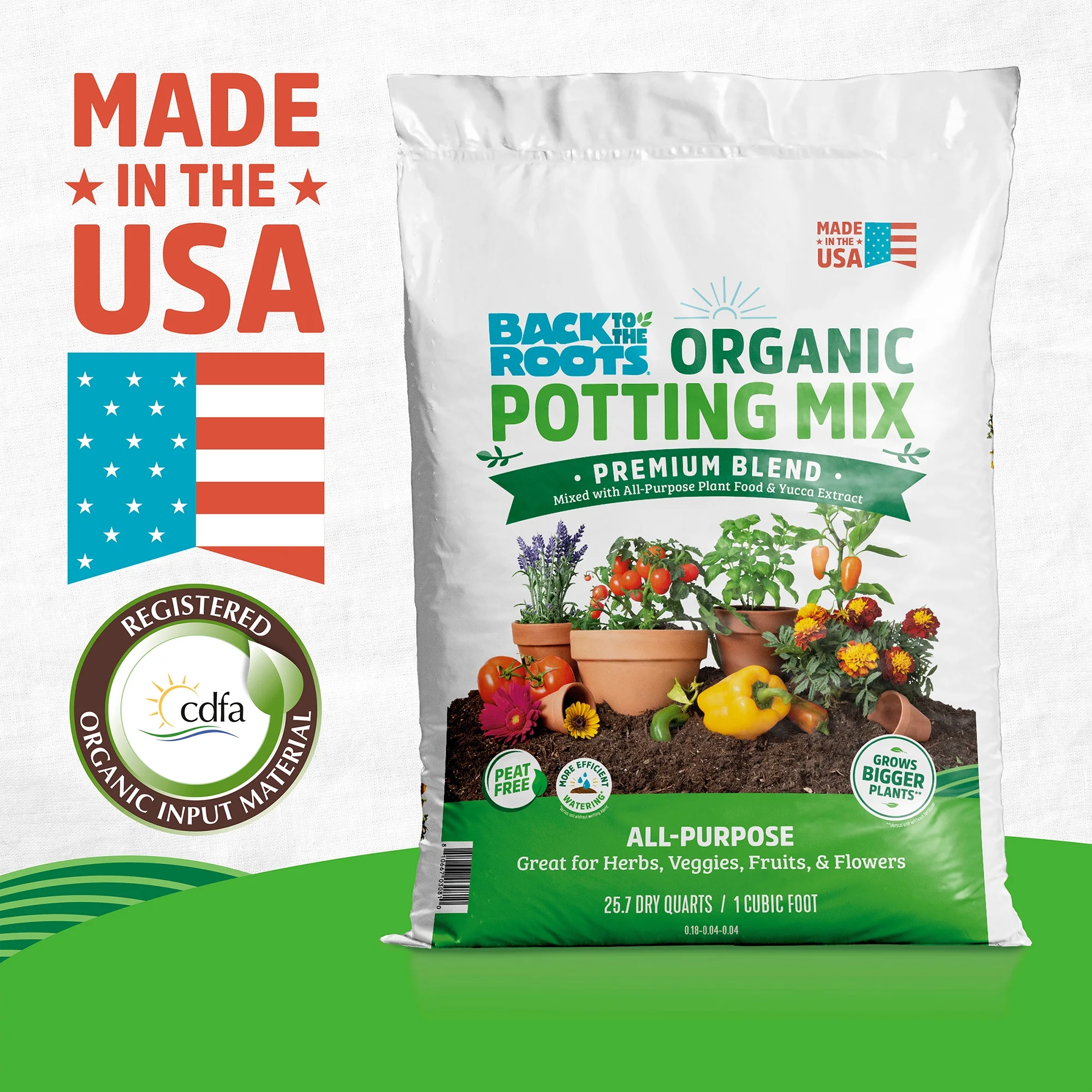 Back to the Roots Organic Potting Mix Pallet, 60 1 Cu. ft. Bags, 1900lb