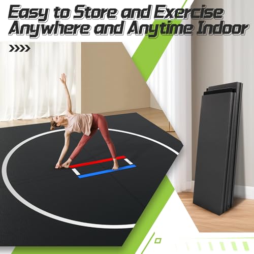 Wrestling Mat 6.6'x10'/10'x10' for Home Outdoor Indoor, 1.2" Thick Foldable XPE Jiu Jitsu Floor Exercise Mat for Gymnastics, PE Training, BJJ, MMA, Martial Art, Grappling, Judo, Boxing, Yoga