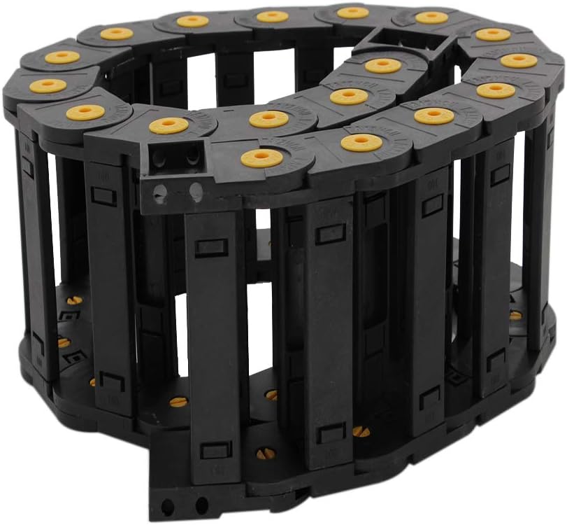 Fielect Drag Chain Cable Carrier Open Type with End Connectors R100 35X100mm 1 Meter Plastic for Electrical CNC Router Machines Black 1Pcs
