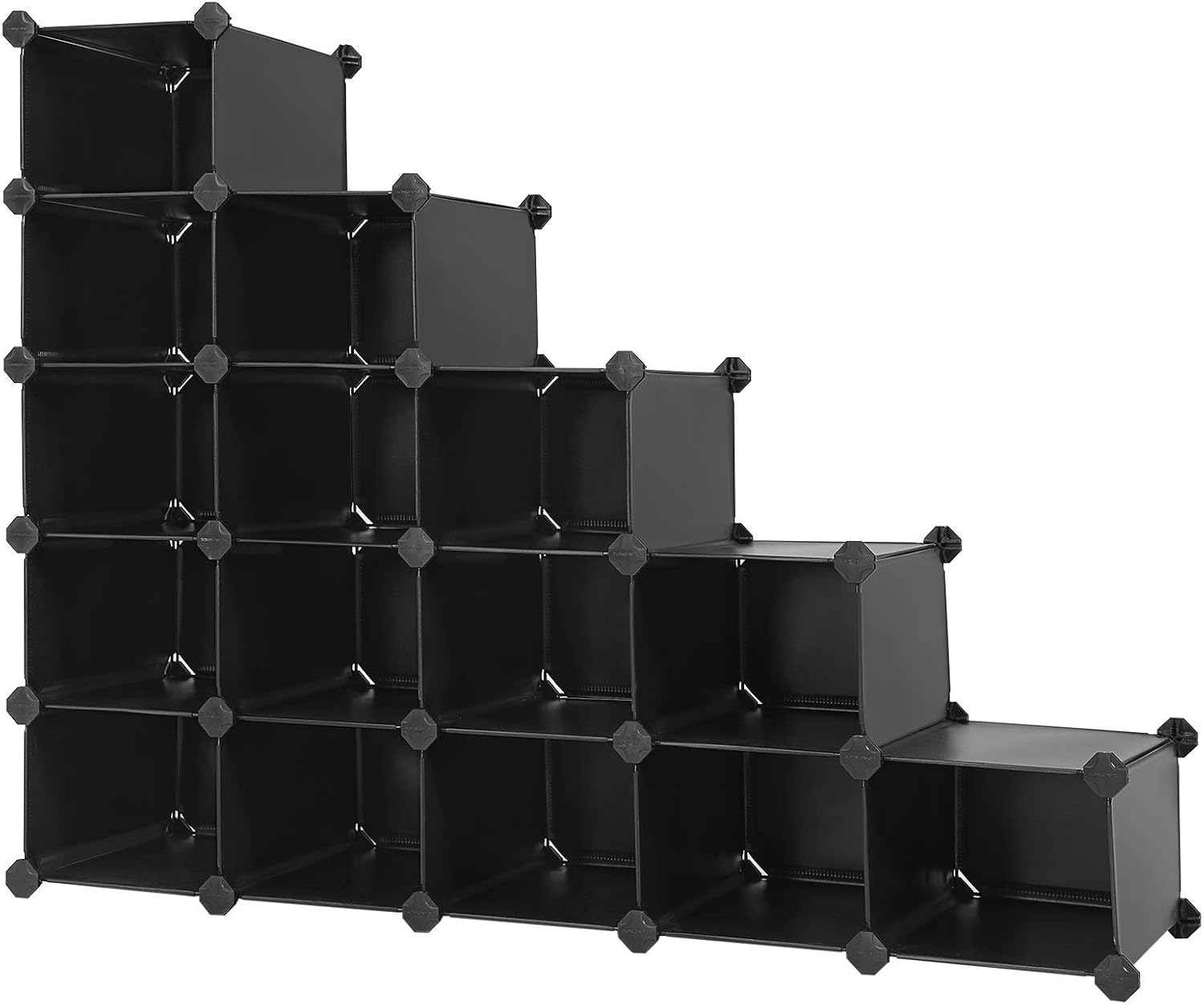 SONGMICS Shoe Rack, Space-Saving 15-Slot Plastic Shoe Storage Organizer Unit, Shoe Cabinet, Ideal for Entryway Hallway Closet Garage, 44.5 x 14.2 x 34.6 Inches, White ULPC44S