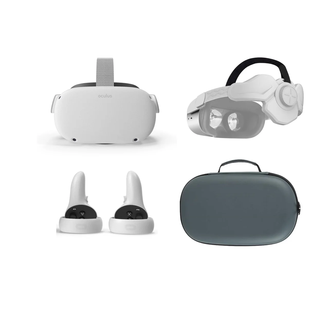 2021 Meta Oculus Quest 2 All-In-One VR Headset, Touch Controllers, 256GB SSD, 3D Audio, 1832x1920 up to 90 Hz Refresh Rate LCD, Glasses Compatible, Mytrix Head Strap, Carrying Case