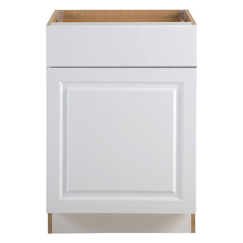Hampton Bay Benton Assembled 24x34.5x24 in. Base Cabinet with Soft Close Full Extension Drawer in White BT2435B-WH