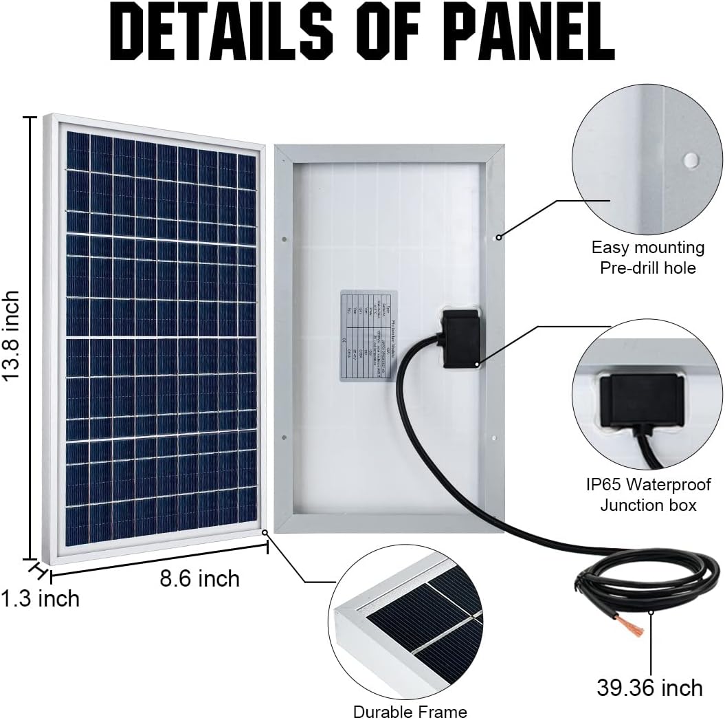 ECO-WORTHY 25 Watts 12V Off Grid Solar Panel SAE Connector Kit: Waterproof 25W Solar Panel + SAE Connection Cable +10A Charge Controller for Car RV Marine Boat 12 Volt Battery