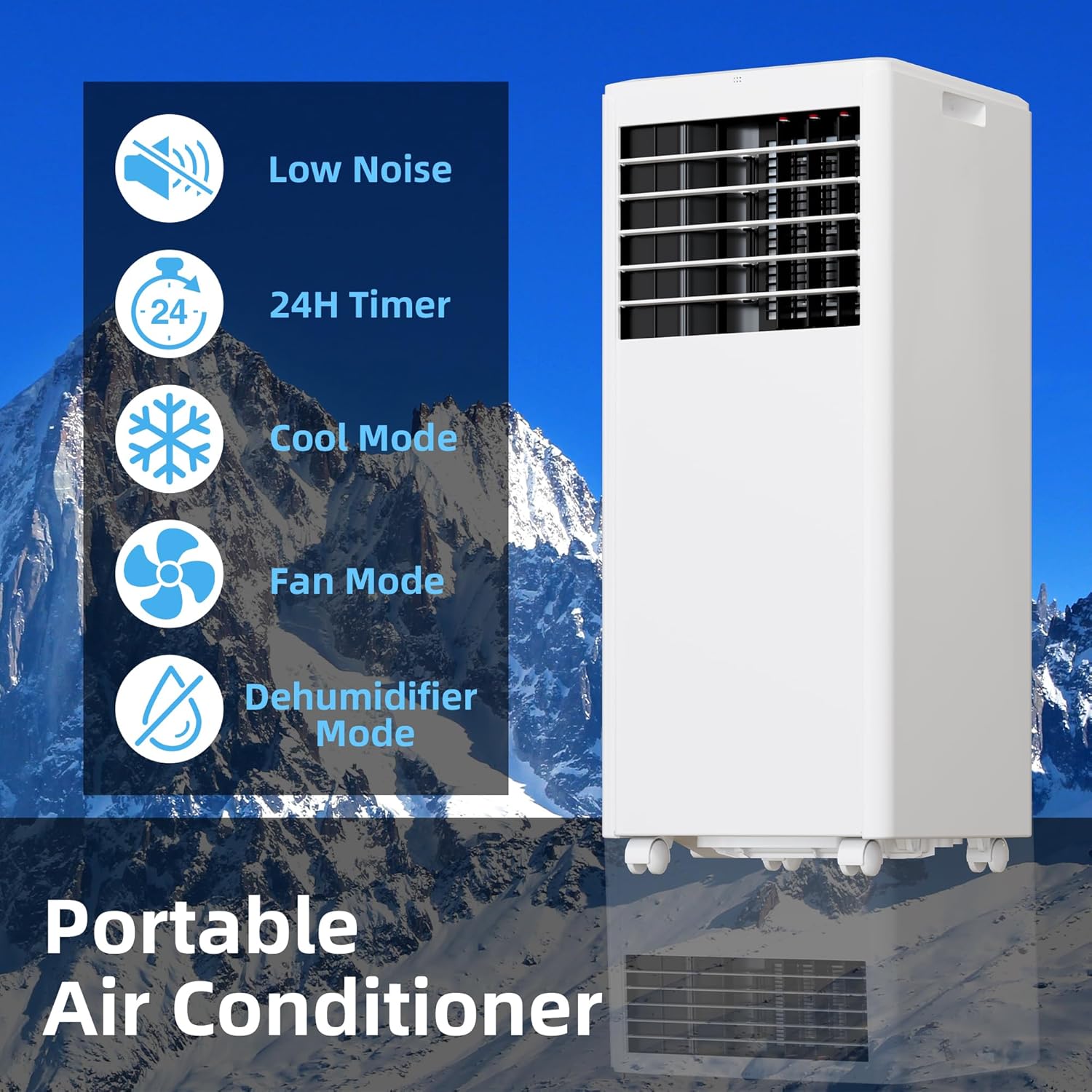 8000 BTU Portable Air Conditioners Cools 350 Sq.Ft. 3-in-1 Portable AC Units for Rooms with Remote Control/Sleep Mode/24H Timer, AC Unit for Bedroom Apartment, Window Kit Included