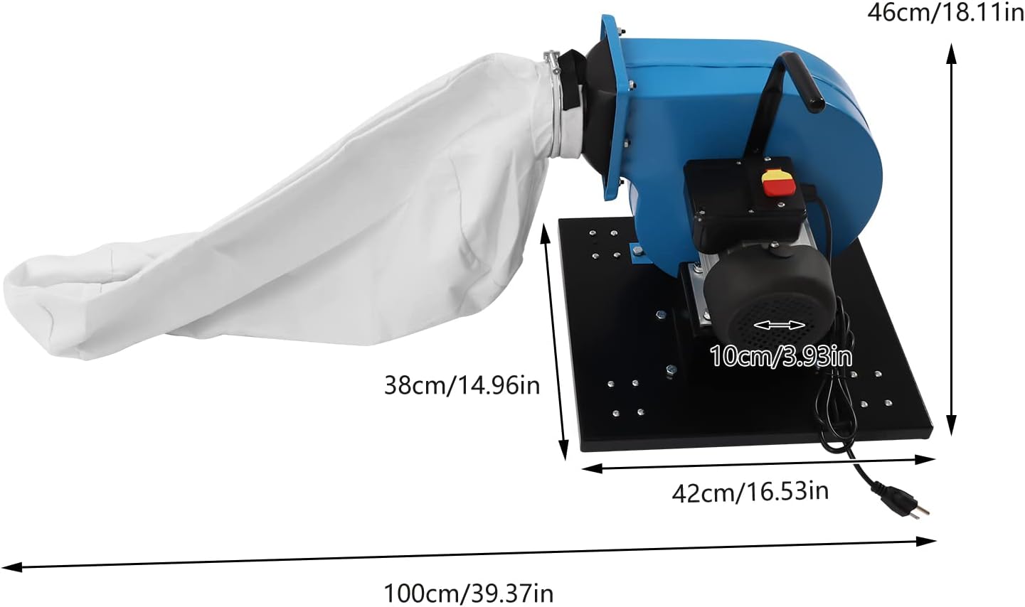 550 CFM Wheeled Jet Dust Collection, 1HP Dust Collector Central Machinery System, Dust Collectors for Woodworking, Protable 14.8-Gallon Bag Dust Collector