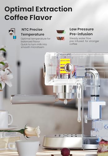 Gevi Espresso Expresso Machine 20 Bar with Auto Milk Frother, Professional Espresso Maker with Steam Wand, Compact Stainless Steel Cappuccino & Latte Machine, Gift for Coffee Lover, Home Baristas
