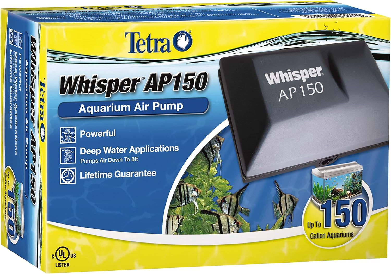 Tetra Whisper AP150 aquarium Air Pump, For Deep Water Applications