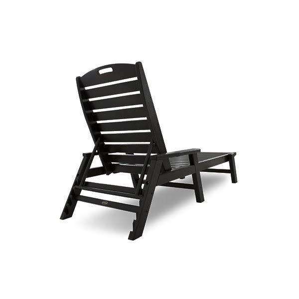 POLYWOOD Nautical Chaise with Arms u0026 Wheels - Sand