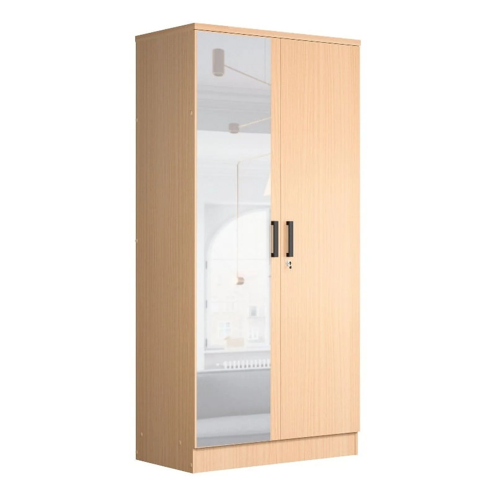 Better Home Products Harmony Two Door Armoire Wardrobe with Mirror Beech (Maple)