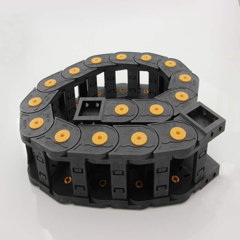 Fielect Drag Chain Cable Carrier Open Type with End Connectors R100 35X100mm 1 Meter Plastic for Electrical CNC Router Machines Black 1Pcs