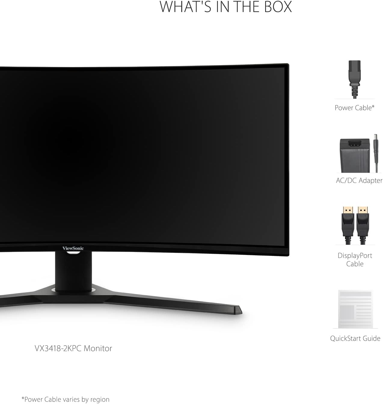 ViewSonic OMNI VX3418-2KPC 34 Inch Ultrawide Curved 1440p 1ms 144Hz Gaming Monitor with Adaptive Sync, Eye Care, HDMI and Display Port, Black