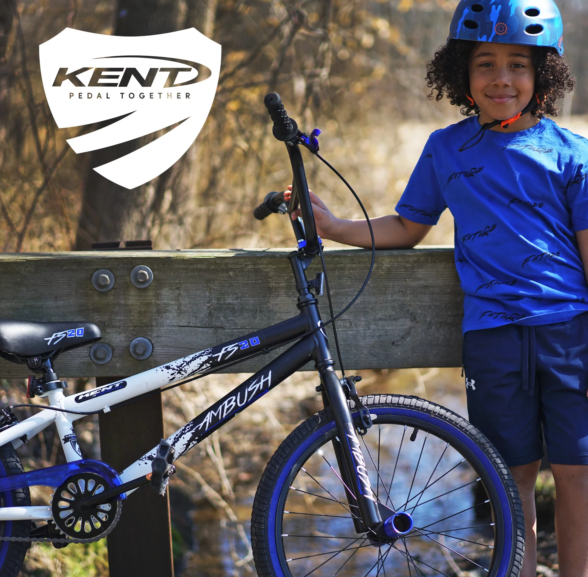 Kent Bicycles 20 Boy's Ambush BMX Child Bike, Black/Blue