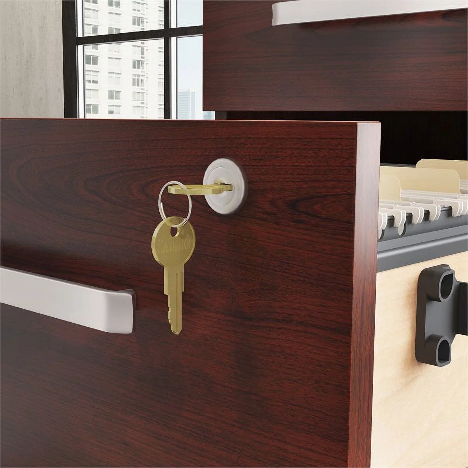 UrbanPro Engineered Wood 3-Drawer Mobile Filing Cabinet in Classic Cherry