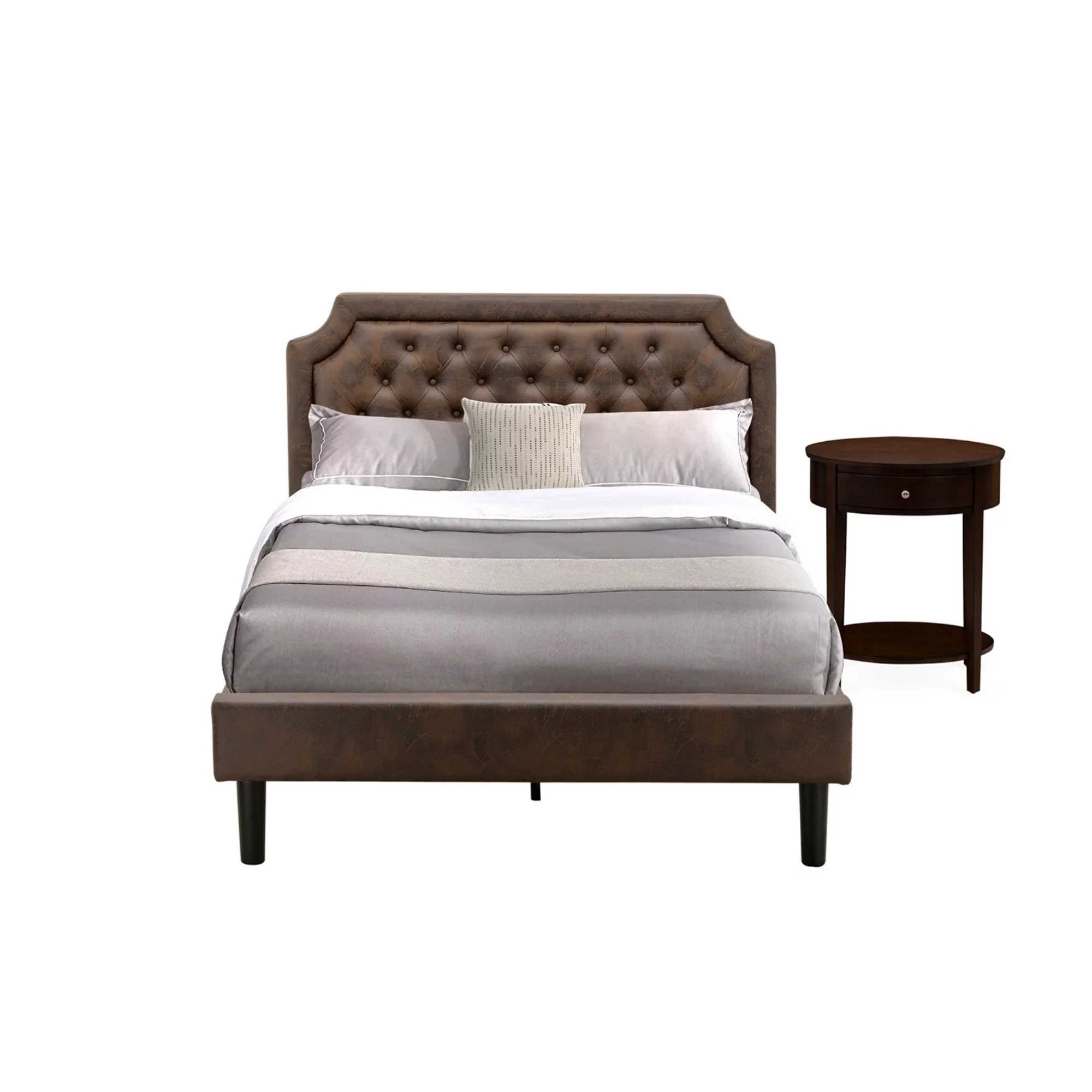 East West Furniture Granbury 2 Pieces Wooden Full Bedroom Set in Brown/Mahogany
