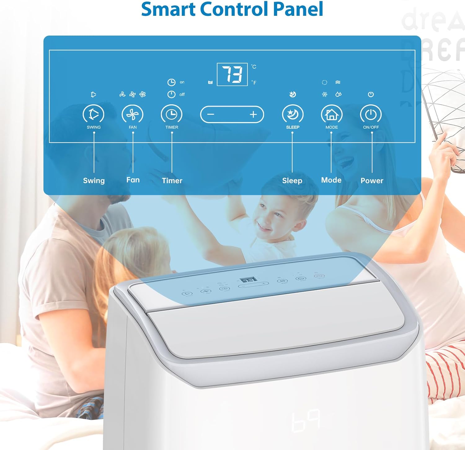 Portable Air Conditioners, 14,000 BTU Room AC Unit Portable With 4 Modes, Remote Controller,Up to 700 Sq.Ft, White