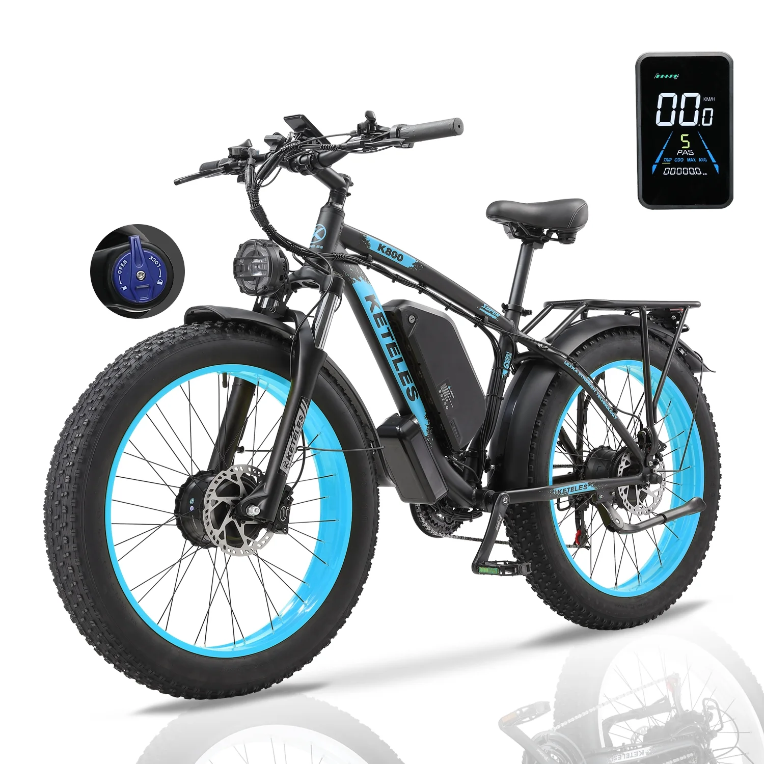 KETELES 2000W Electric Bike for Adults, 26 Fat Tire Electric Commuter Bicycle, Electric Mountain Bicycle Beach Snow Bike Ebike E-bike with 48V 23AH Removable Battery
