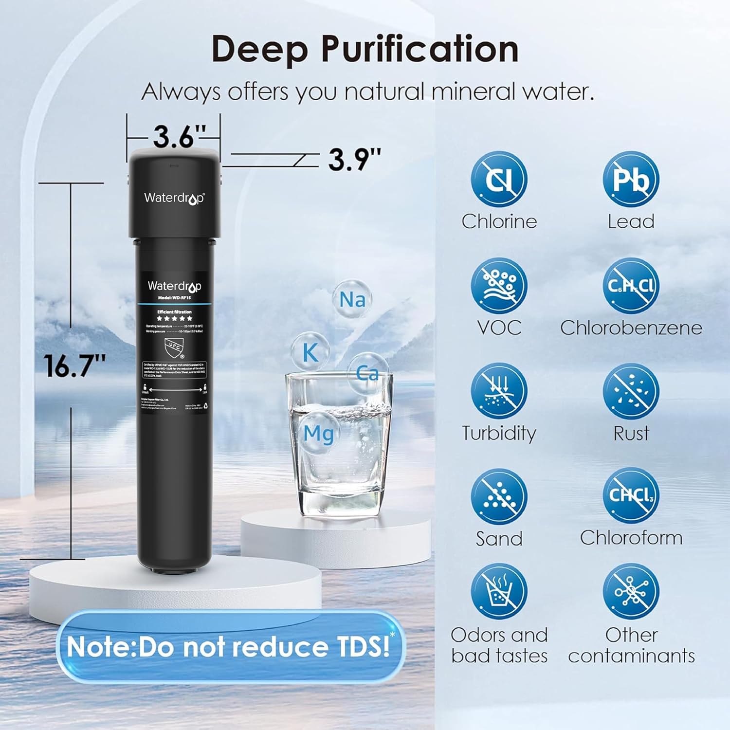 Waterdrop 15UA Under Sink Water Filter System and Waterdrop LED UV͎ Ultrąviolët Water Filter