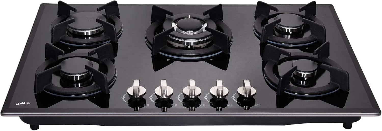 30" Gas Cooktop，30 Inch Gas Cooktop, Sealed 5 Burners Gas Cooktop,Stainless Steel Gas Cooktop, LG/NG Convertible,Heavy-Duty Grates Gas Stovetop,Gas Burner Thermocouple Protection…
