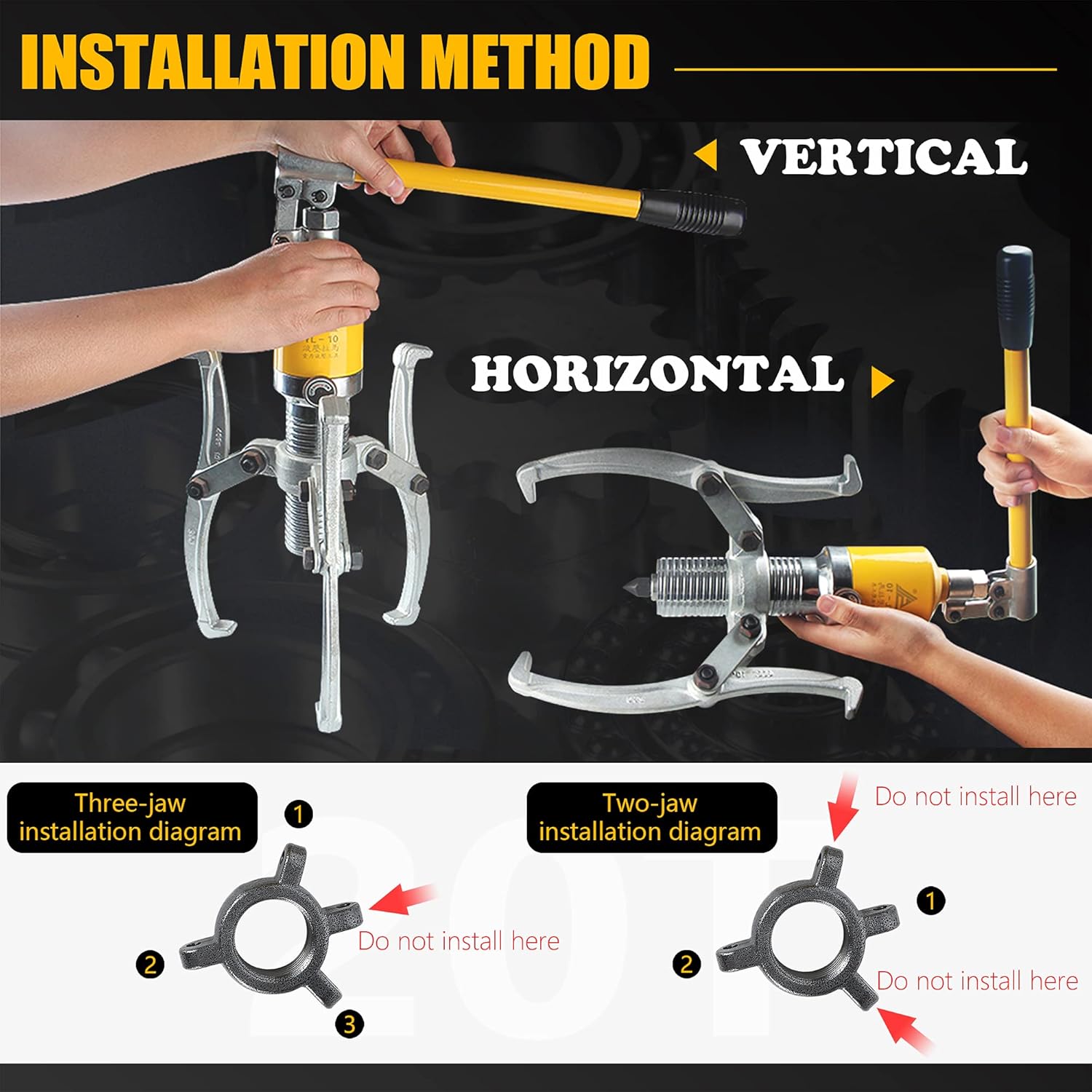 NEWTRY 5 Ton Hydraulic Gear Puller Kit, Wheel Bearing Pulling Separator, 3 Jaw Puller, Vertically & Horizontally, w/Case, Heavy Duty Mechanical Repair