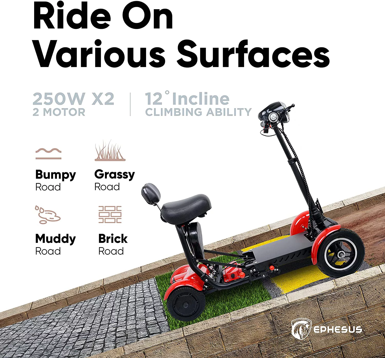 Foldable Mobility Scooter by Ephesus (Black) - Curated Treasures Market