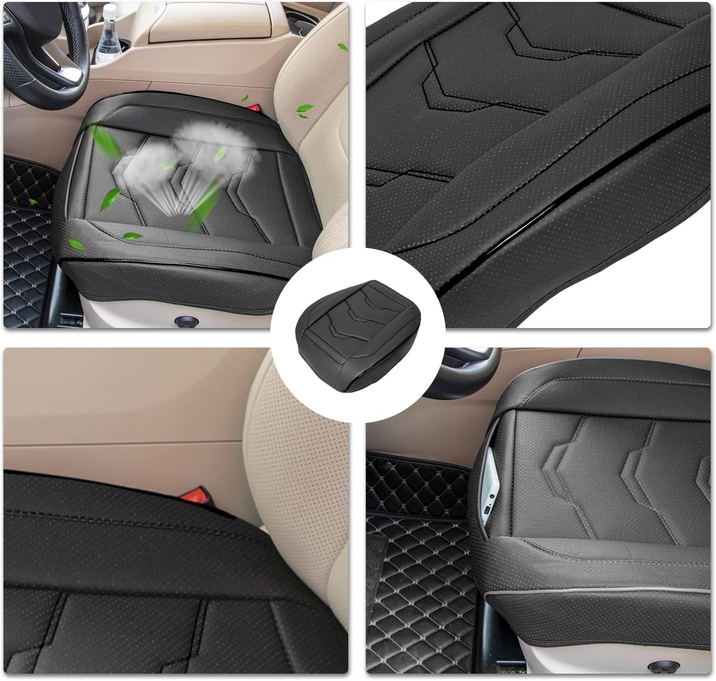 GREENSINDOOR Front Car Seat Bottom Cover, Car Seat Bottom Covers Protector, Front Seat Cover PU Leather 1pc